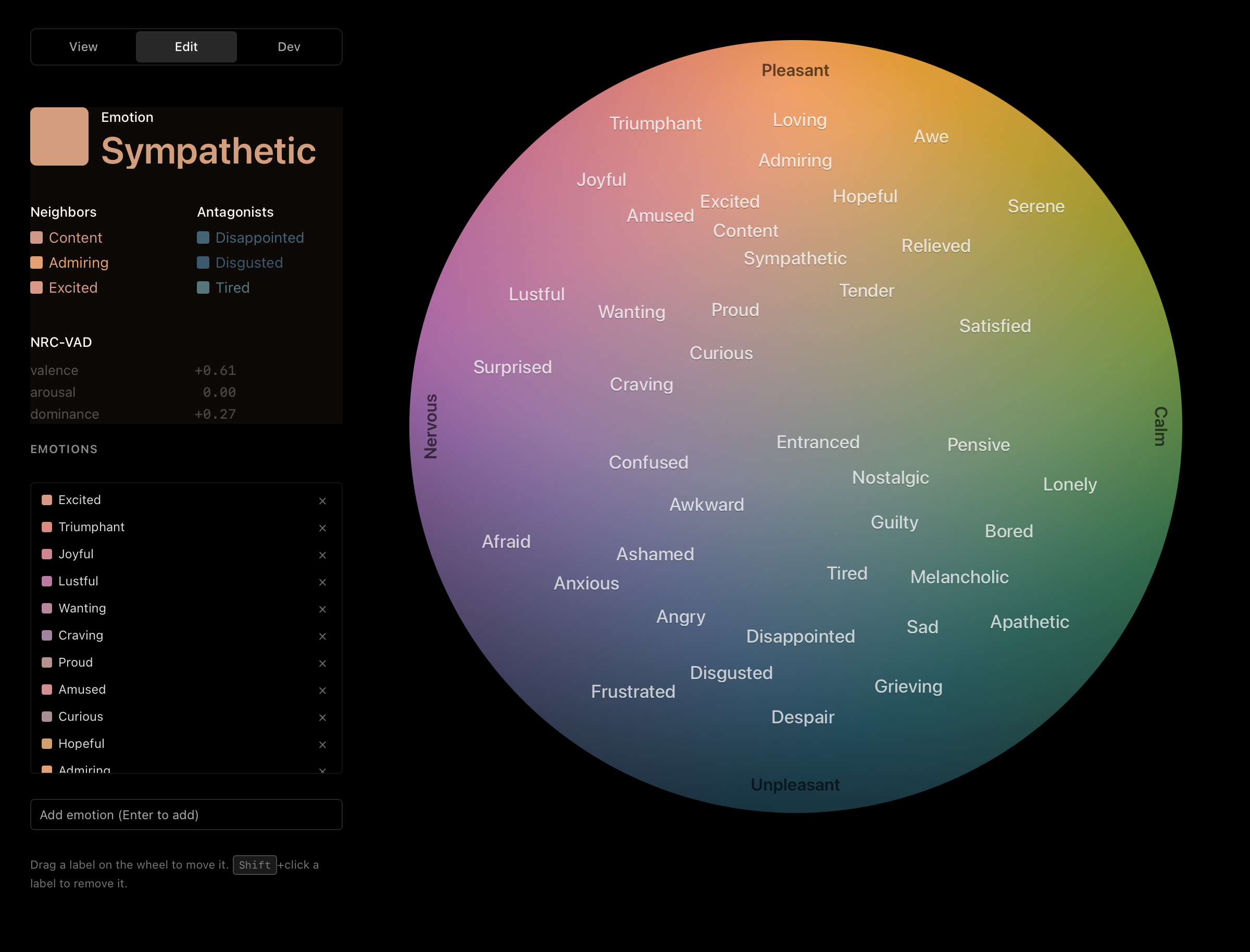 Emotion wheel