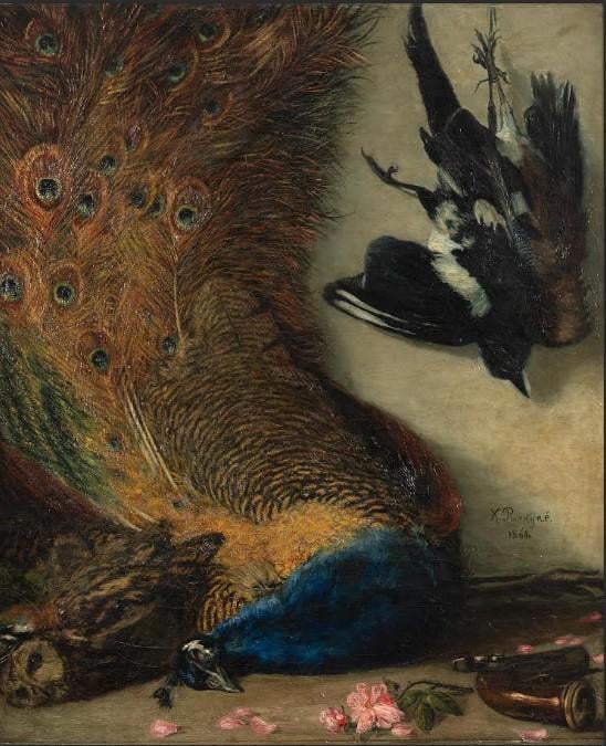 Karel Purkyně, Still Life with a Peacock (The Gypsy?s Quarry), 1861
