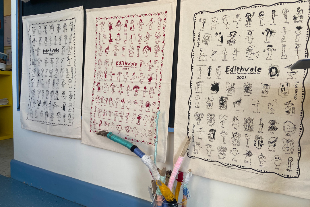 Edithvale Preschool tea towel design from Expressions Fundraising Australia