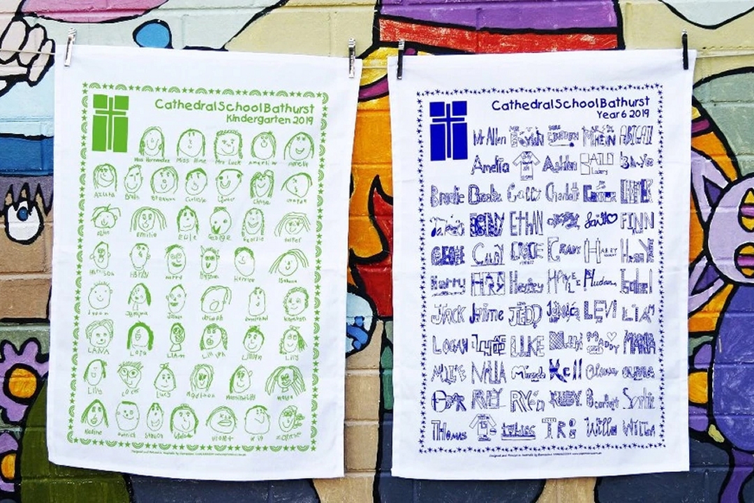 school tea towels, tea towel fundraising, year 6 tea towels, kindy tea towels, leavers gifts