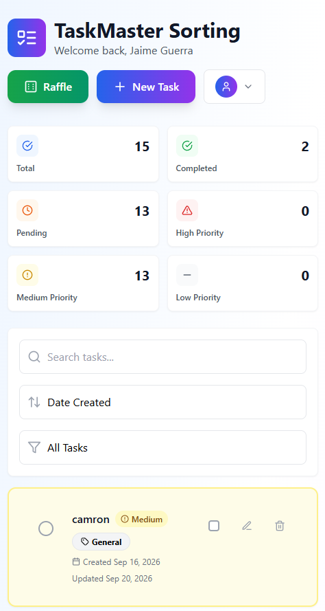 TaskMaster Sorting
