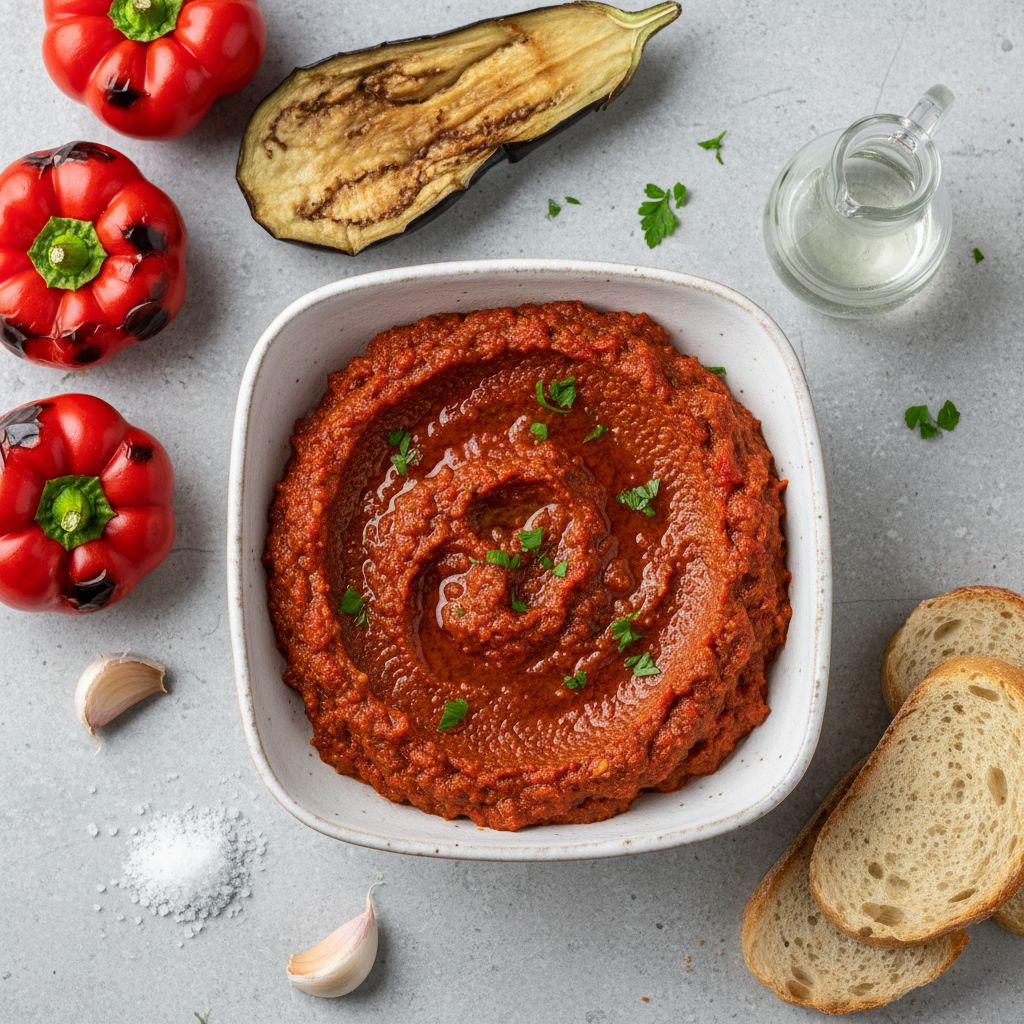 Ajvar (Roasted Red Pepper and Eggplant Spread) — recipe cover