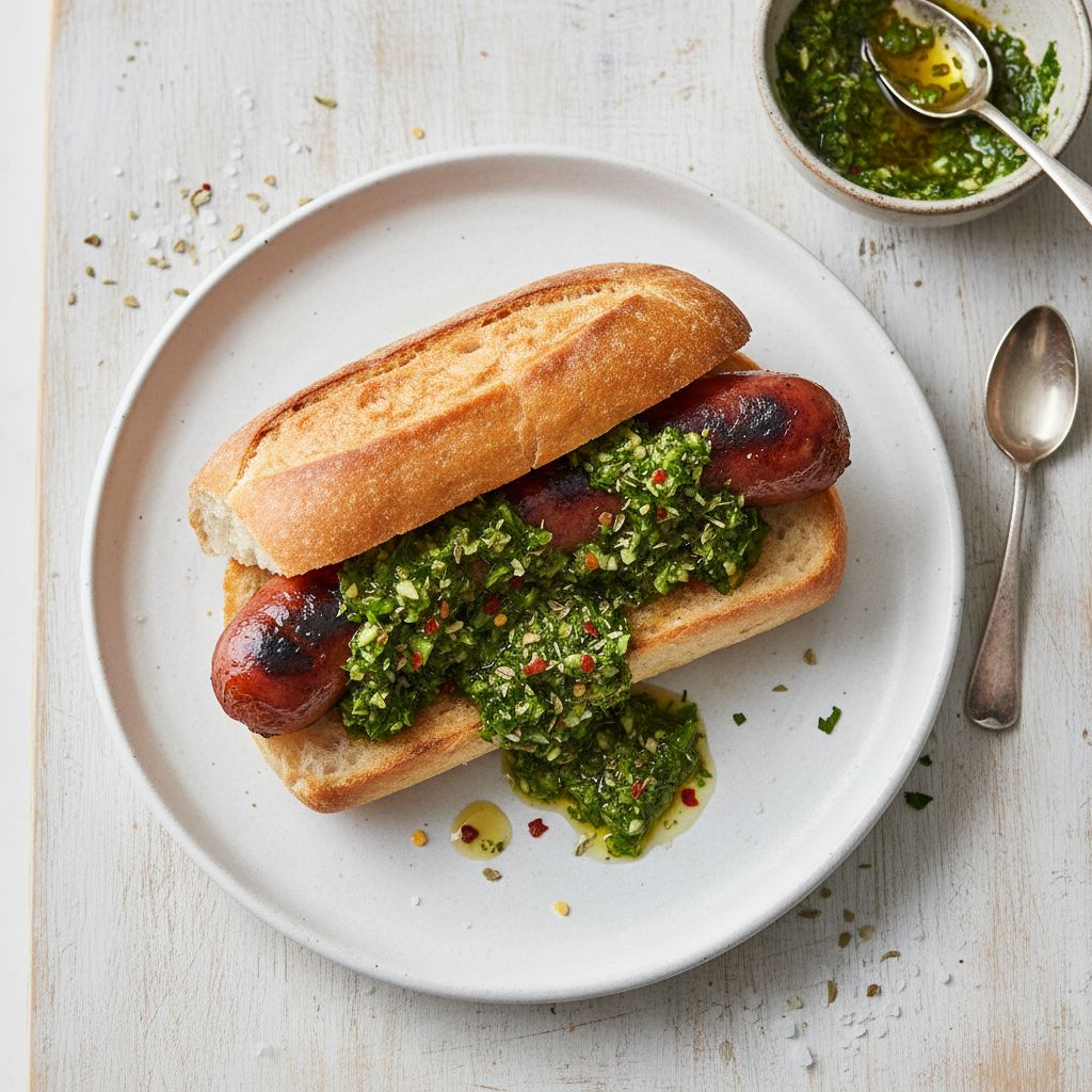 Choripán with Fresh Chimichurri