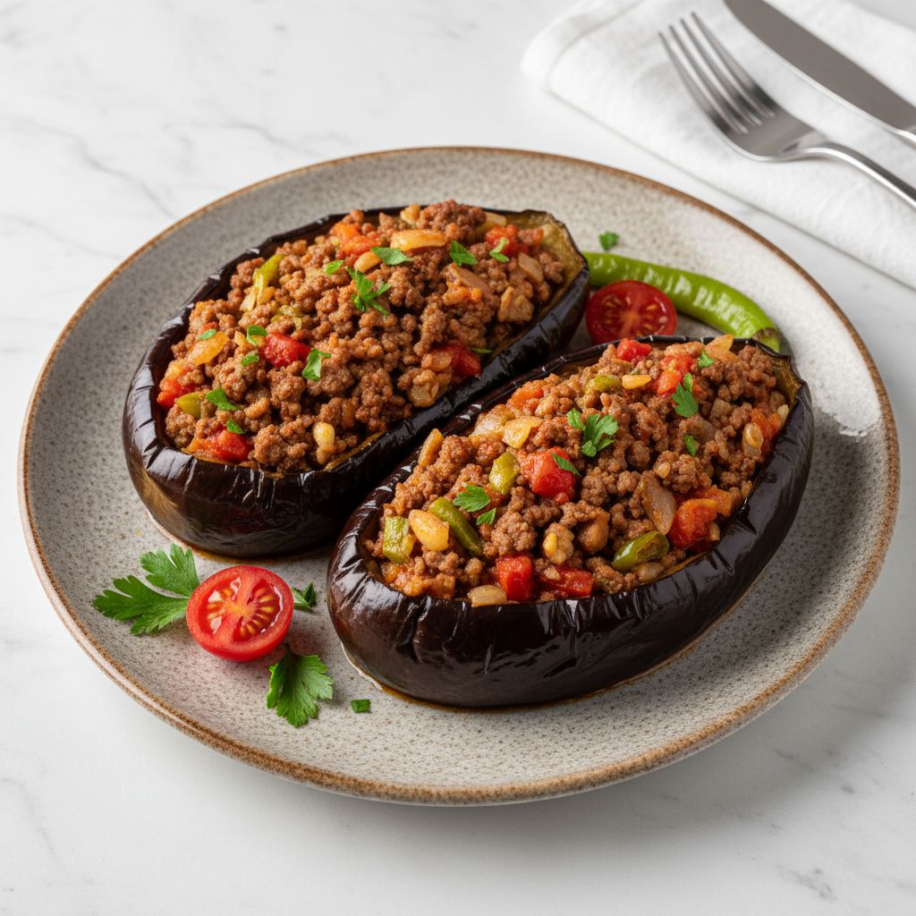 Karnıyarık (Turkish Stuffed Eggplants) — recipe cover