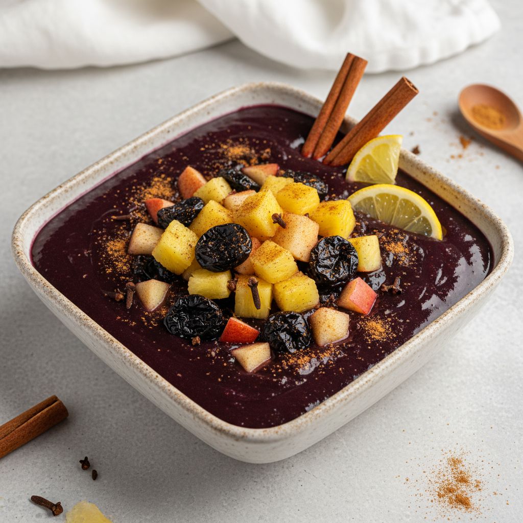 Mazamorra Morada (Peruvian Purple Corn Pudding) — recipe cover