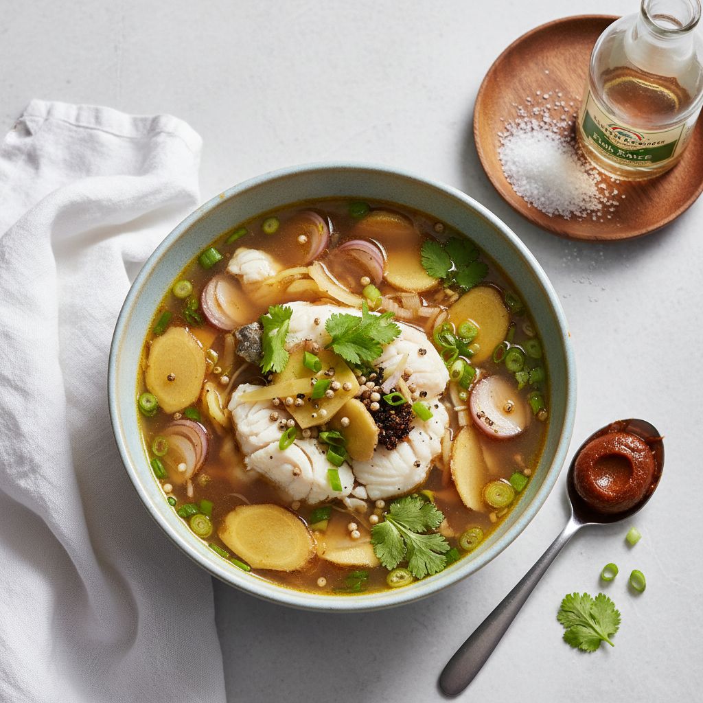 Tom Som Pla (Thai Ginger and Tamarind Fish Soup)
