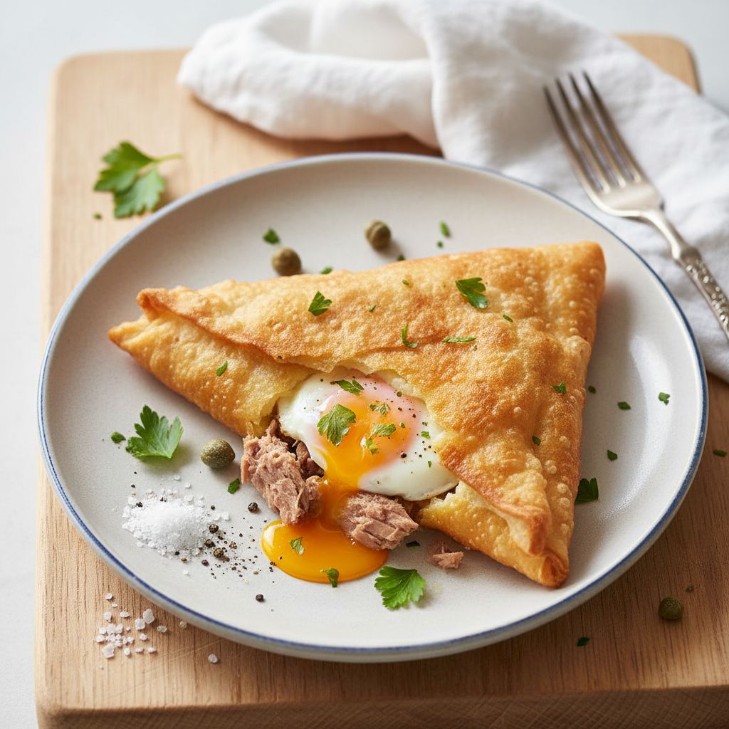 Tunisian Brik with Egg and Tuna