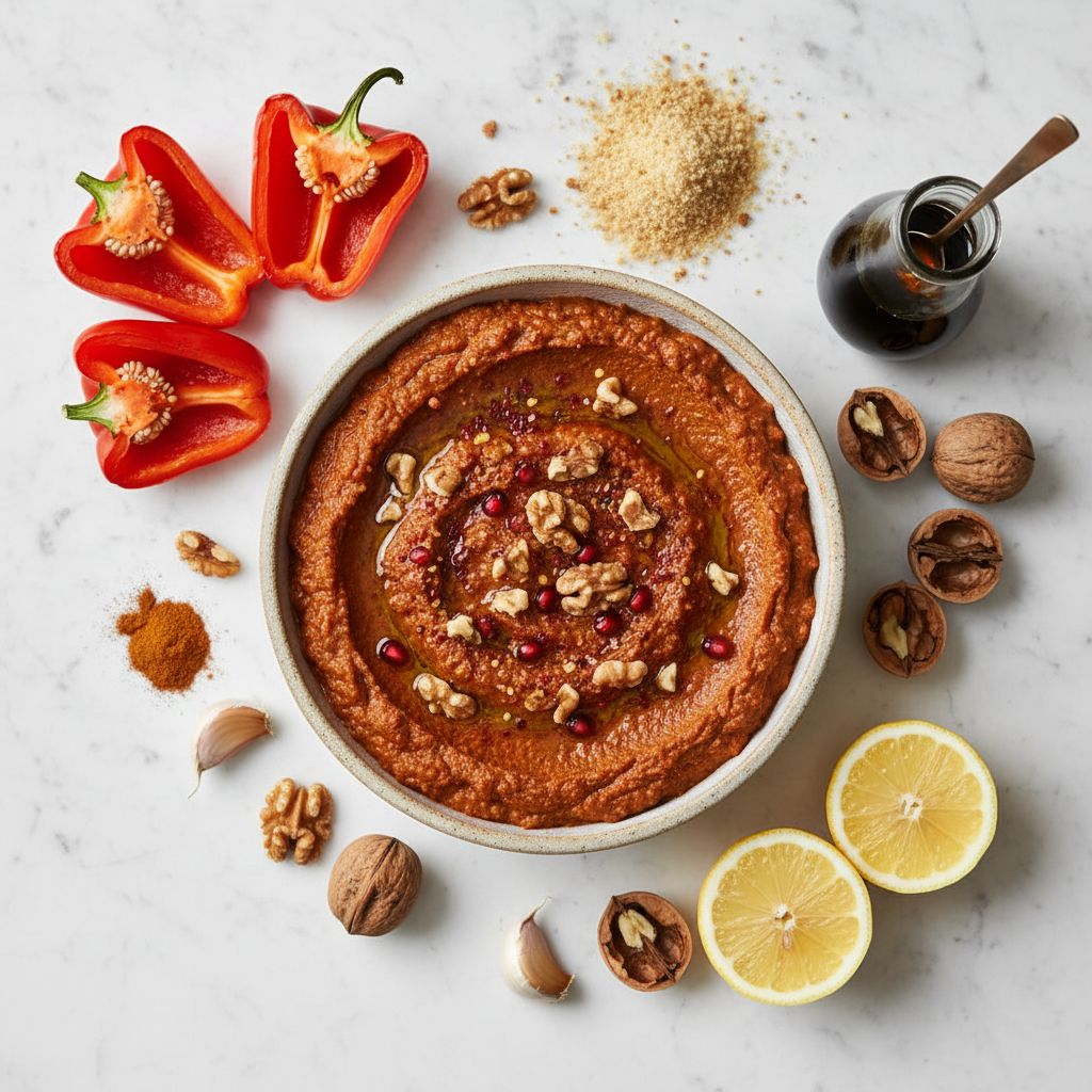 Muhammara (Roasted Red Pepper and Walnut Dip) — recipe cover