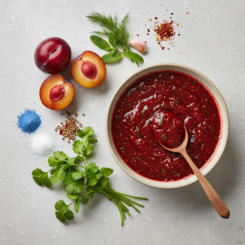 Tkemali (Georgian Plum Sauce) — recipe cover
