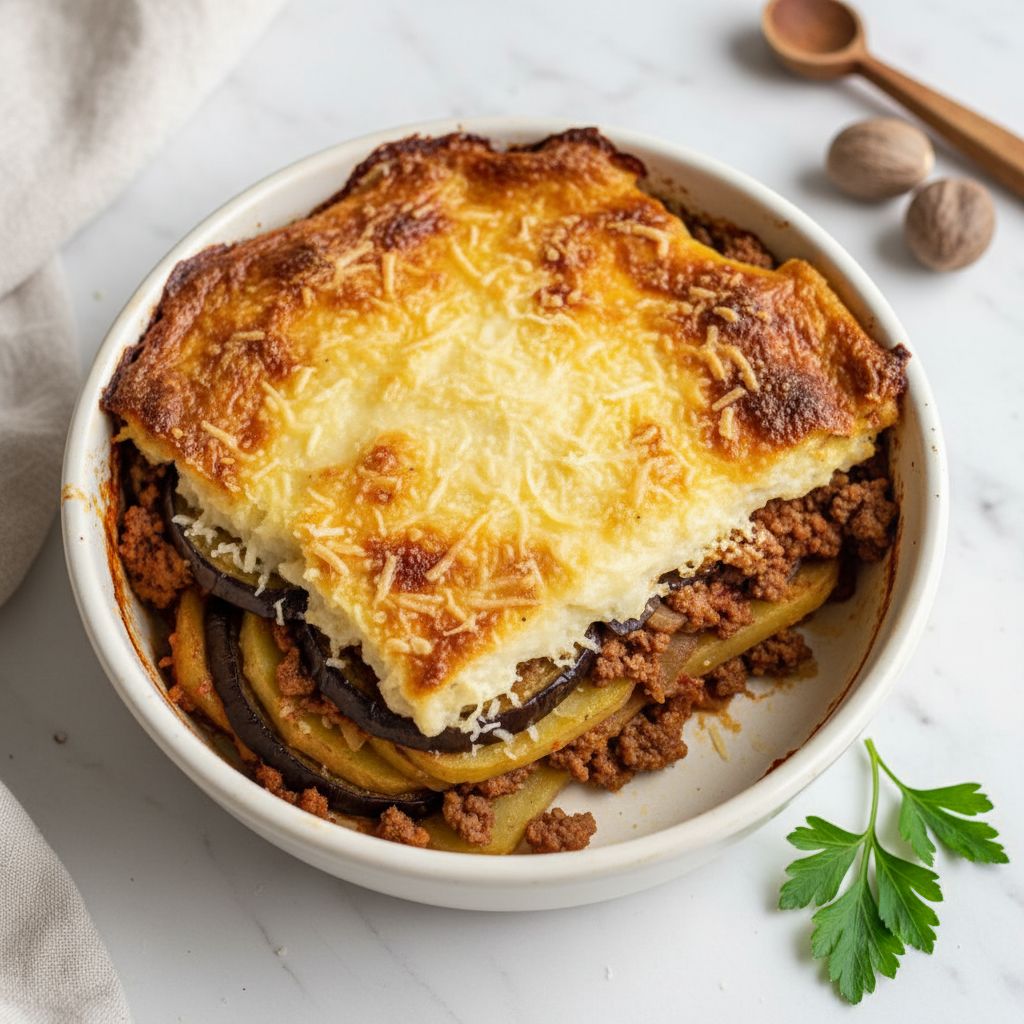 Traditional Greek Moussaka — recipe cover