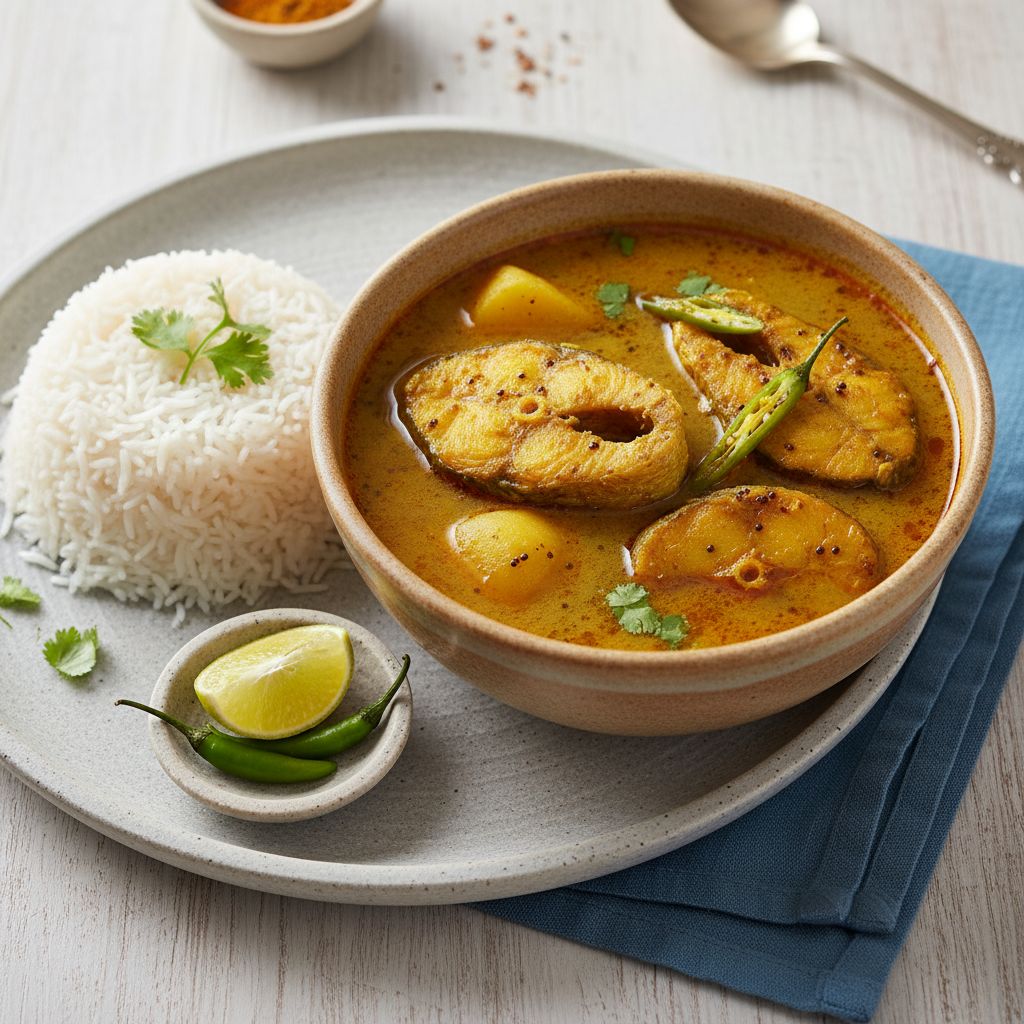 Machher Jhol Bhat (Bengali Fish Curry and Rice) — recipe cover