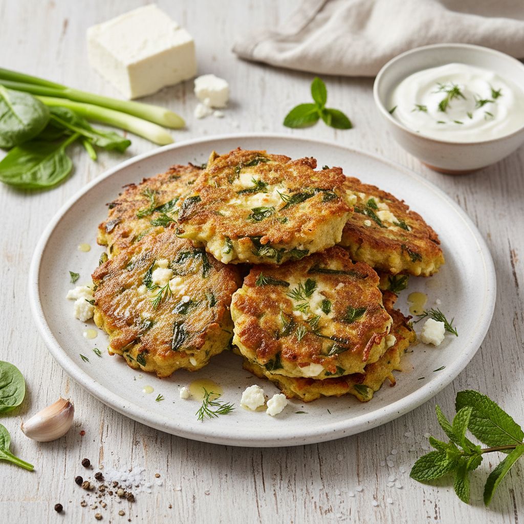 Greek Spinach Fritters (Spanakokeftedes) — recipe cover