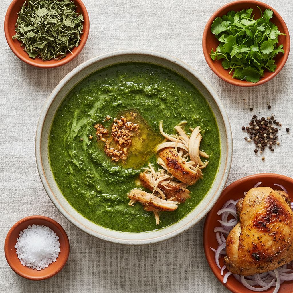 Egyptian Mulukhiyah with Chicken — recipe cover