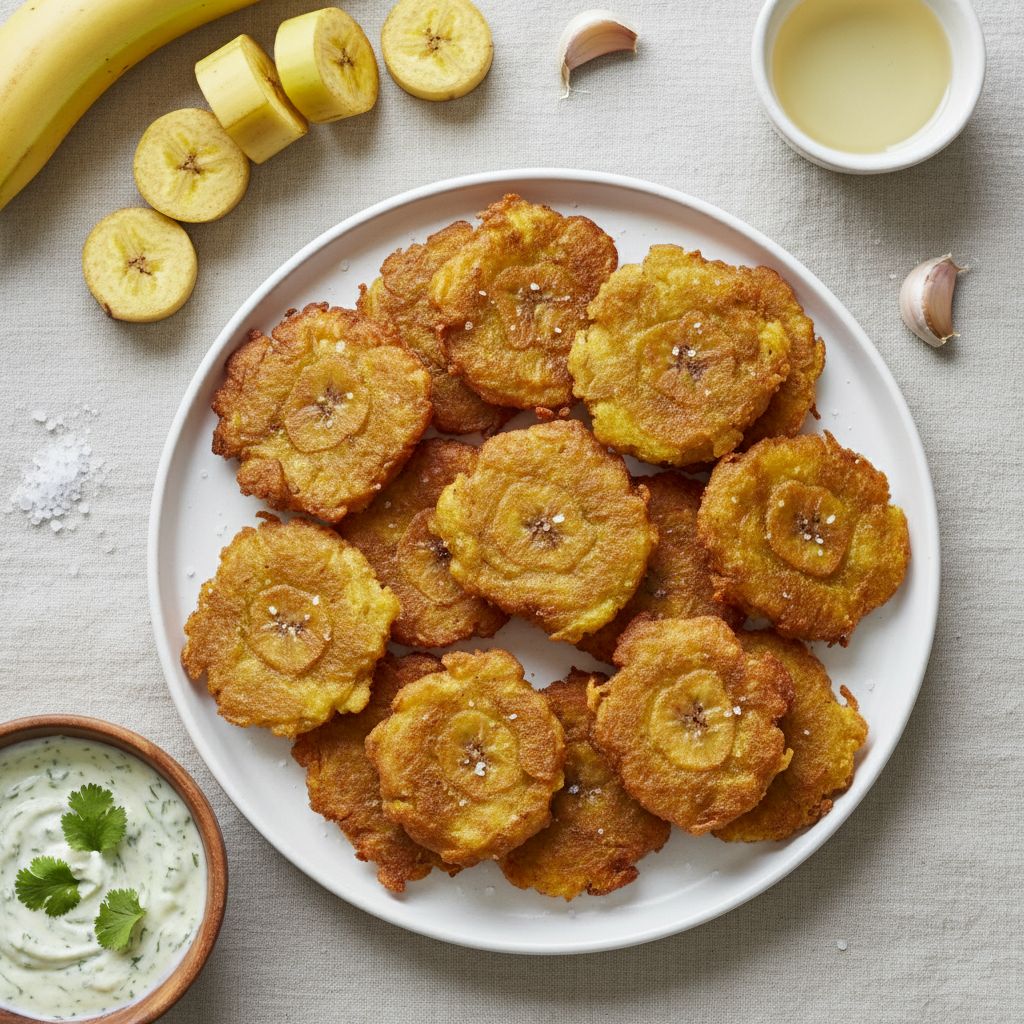 Tostones (Twice-Fried Green Plantains) — recipe cover