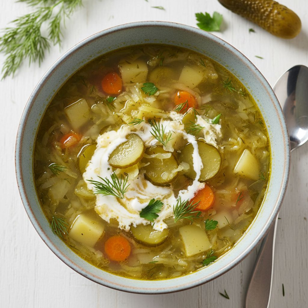 Zupa Ogórkowa (Polish Dill Pickle Soup) — recipe cover