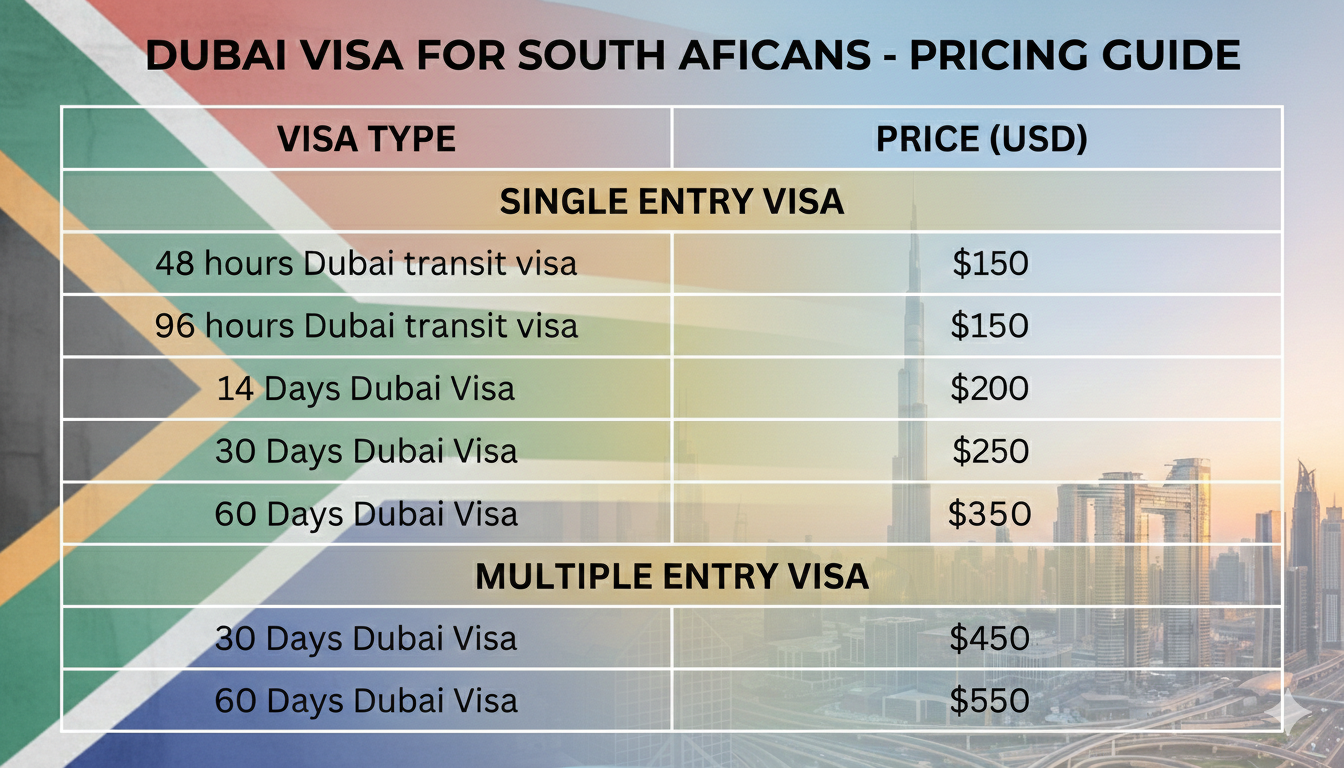Dubai Visa Price 2026 Guide for South African Citizens – Complete Cost Breakdown
