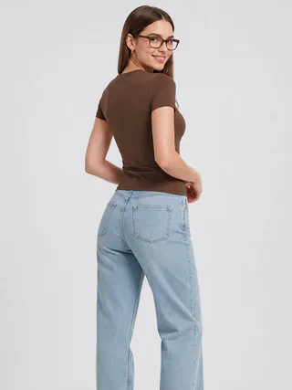 Women Slim Fit Stretch Crew Neck T Shirt