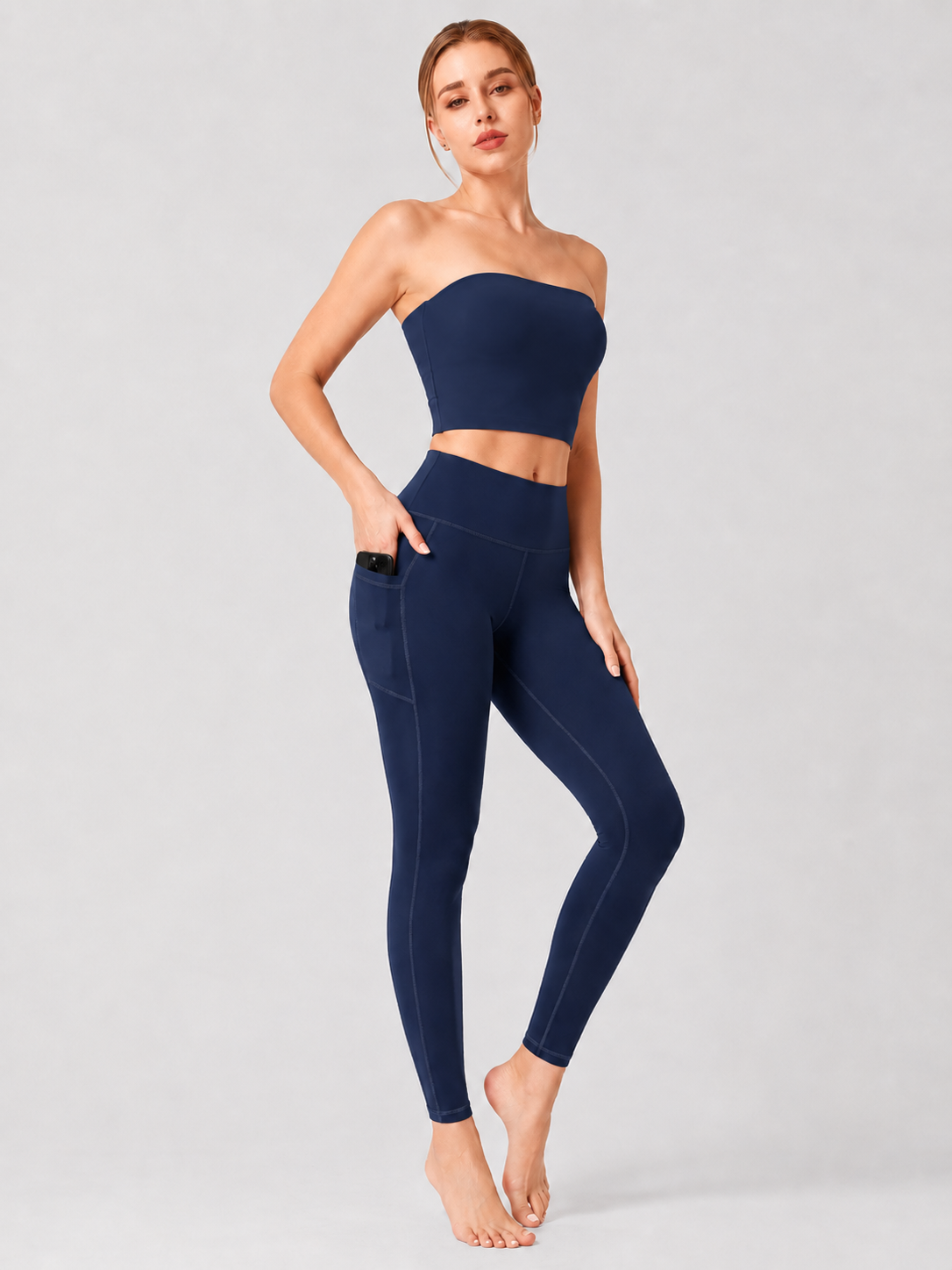 Women High Waist Milk Silk Yoga Leggings with Side Pocket