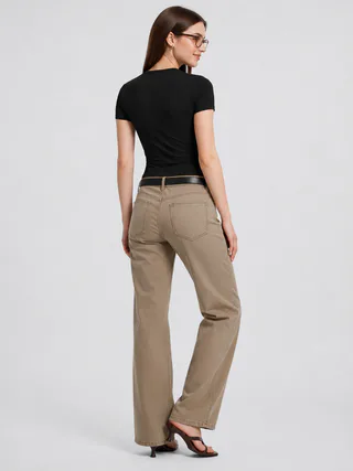 Women Slim Fit Stretch Crew Neck T Shirt