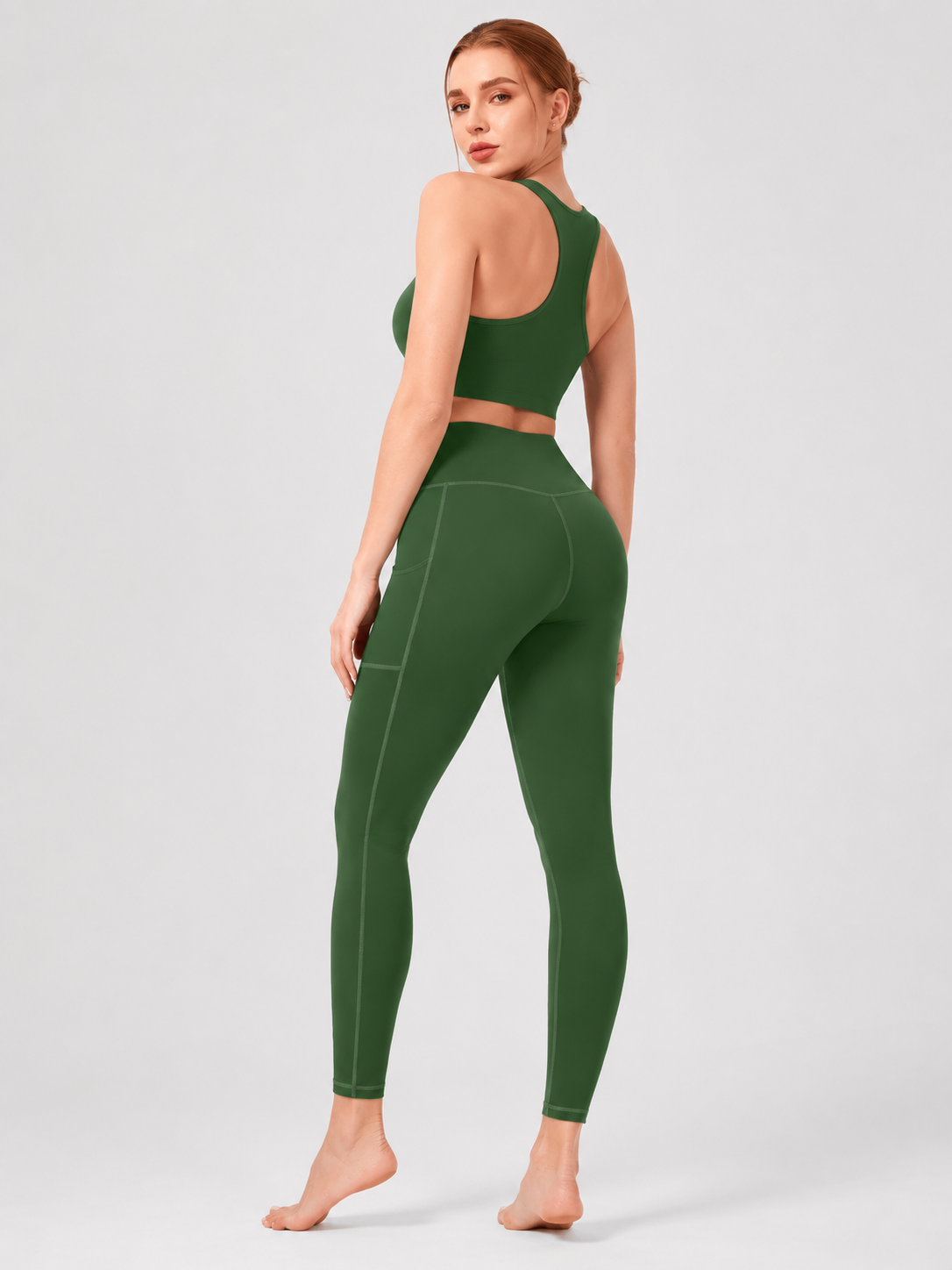 Women High Waist Milk Silk Yoga Leggings with Side Pocket