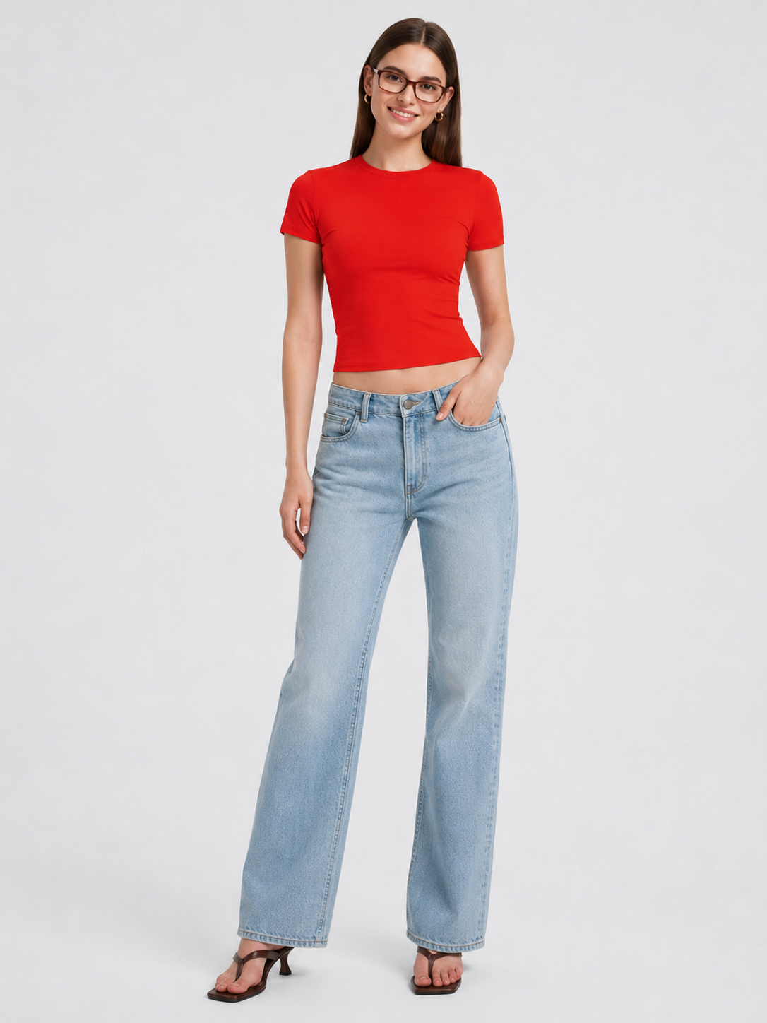 Women Slim Fit Stretch Crew Neck T Shirt