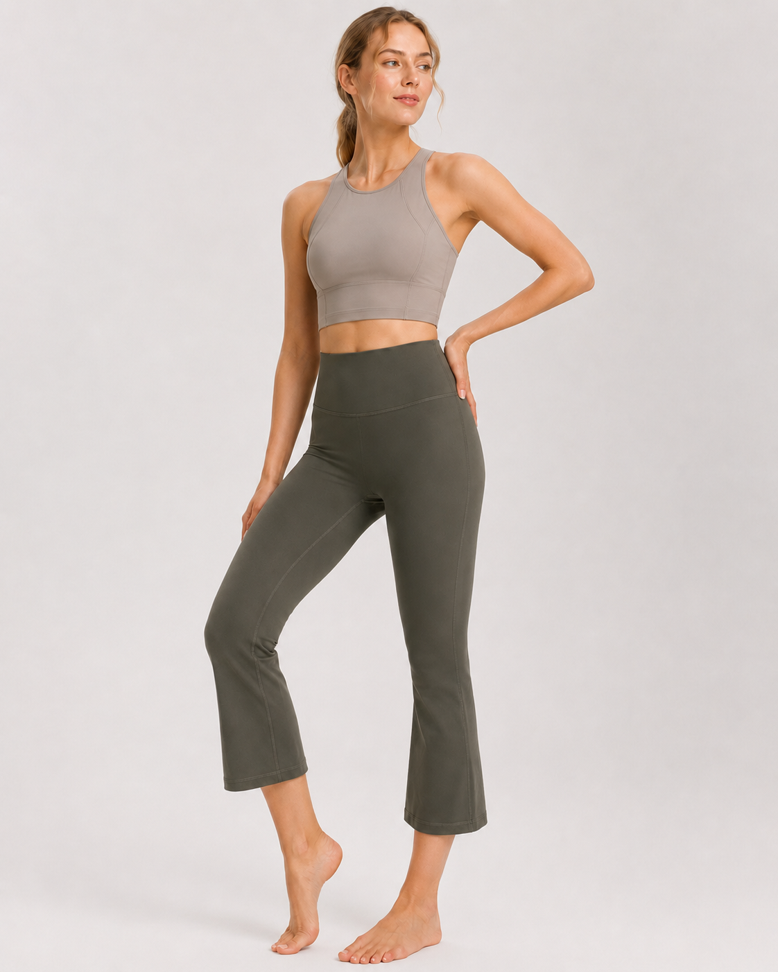 Women's High-Waisted Capri Flare Yoga Pants