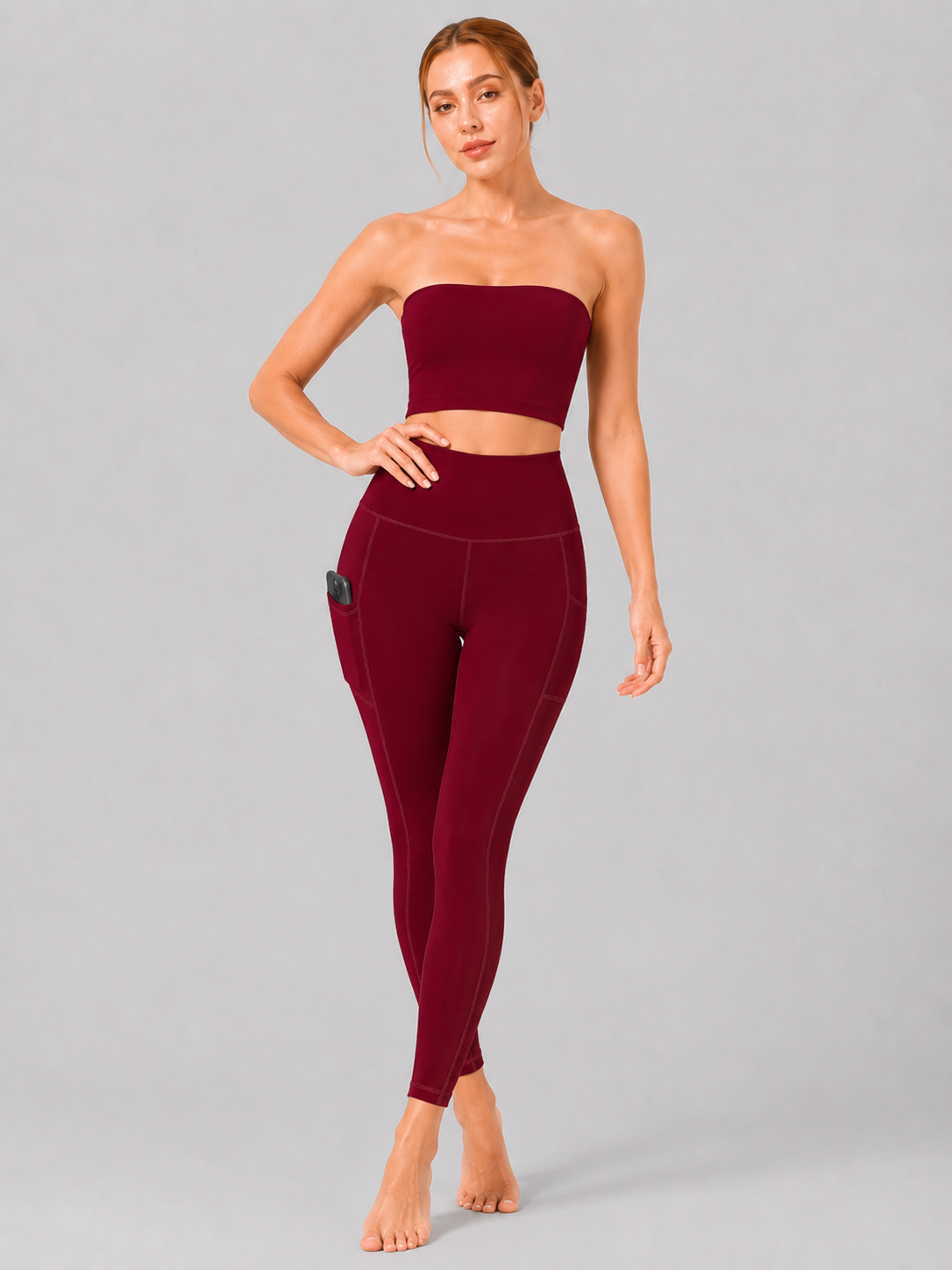 Women High Waist Milk Silk Yoga Leggings with Side Pocket