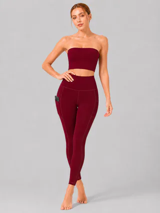 Women High Waist Milk Silk Yoga Leggings with Side Pocket