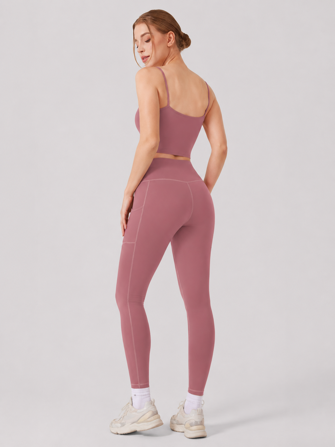 Women High Waist Milk Silk Yoga Leggings with Side Pocket