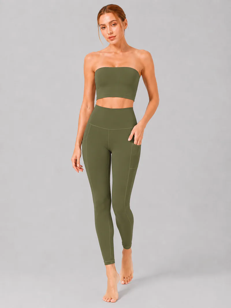 Women High Waist Milk Silk Yoga Leggings with Side Pocket