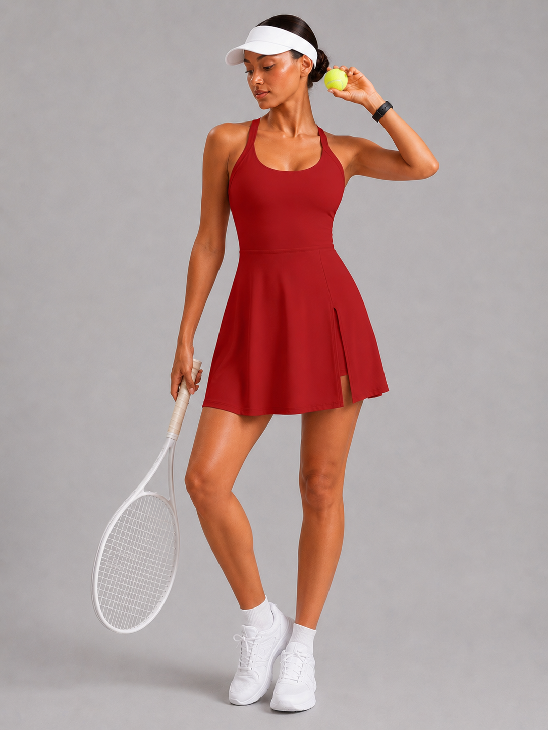 Women’s Open-Back Twist Tennis Dress with Removable Pads