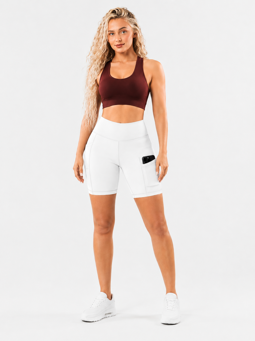 Women High Waist Yoga Shorts with Side Pocket