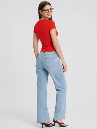 Women Slim Fit Stretch Crew Neck T Shirt