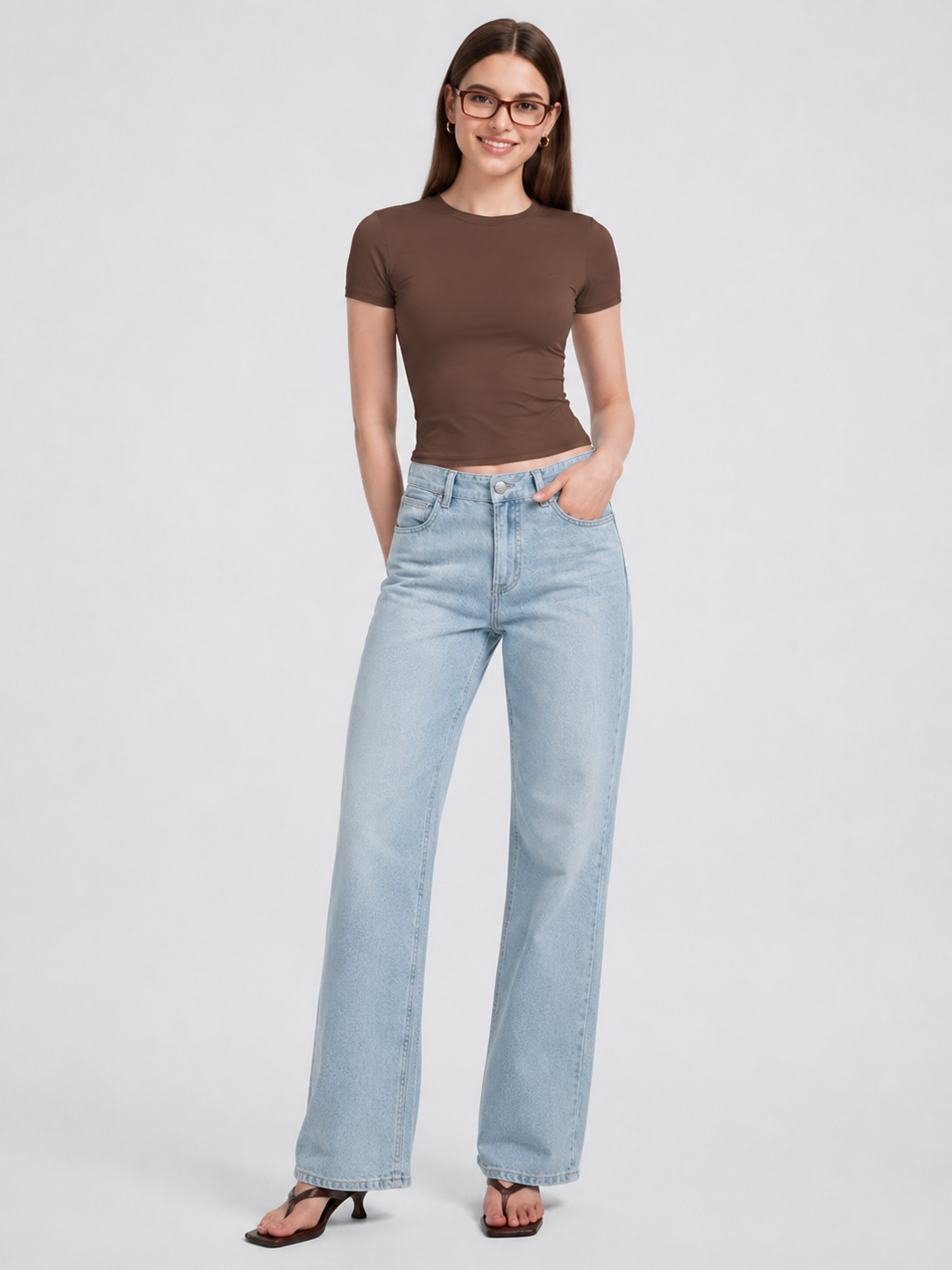 Women Slim Fit Stretch Crew Neck T Shirt