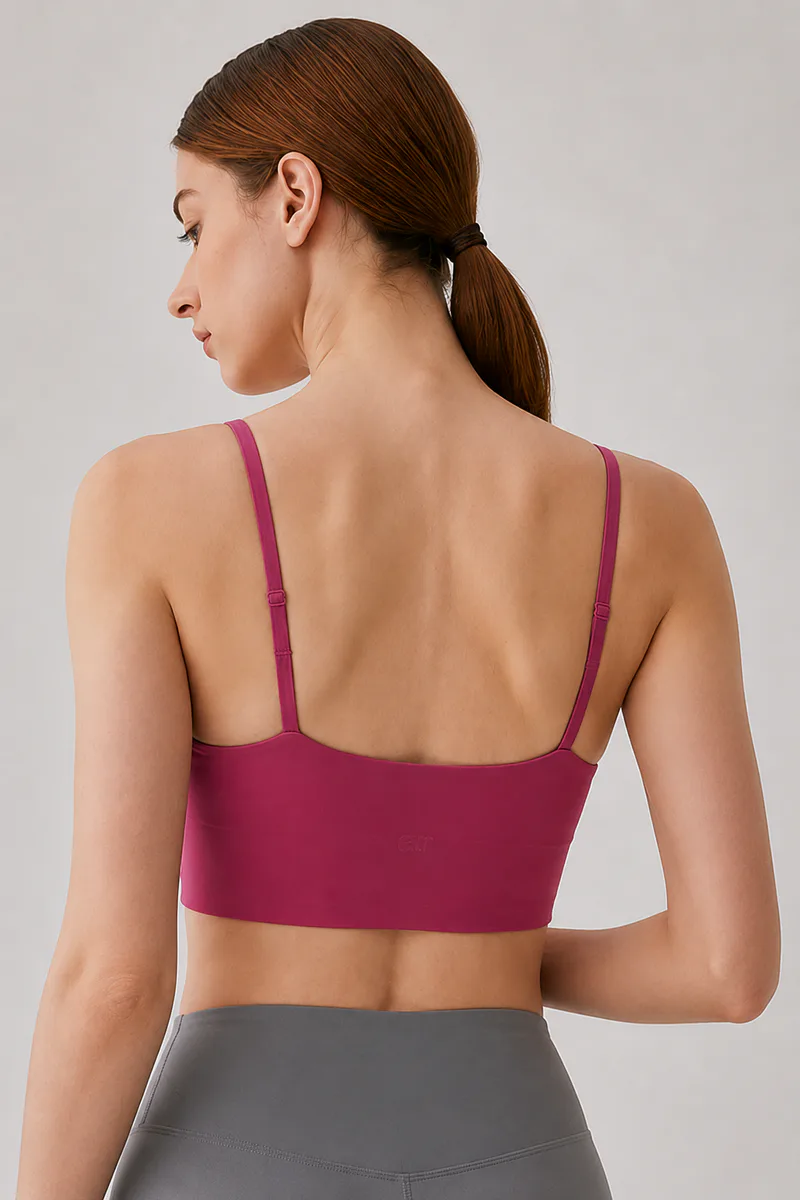 Women's Scoop Neck Longline Sports Bra with Built-In Cups