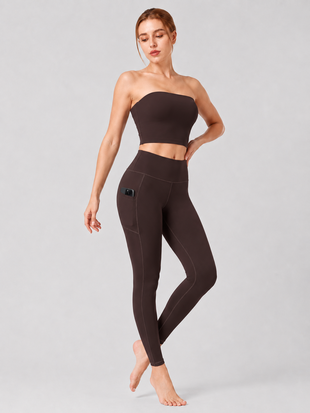 Women High Waist Milk Silk Yoga Leggings with Side Pocket