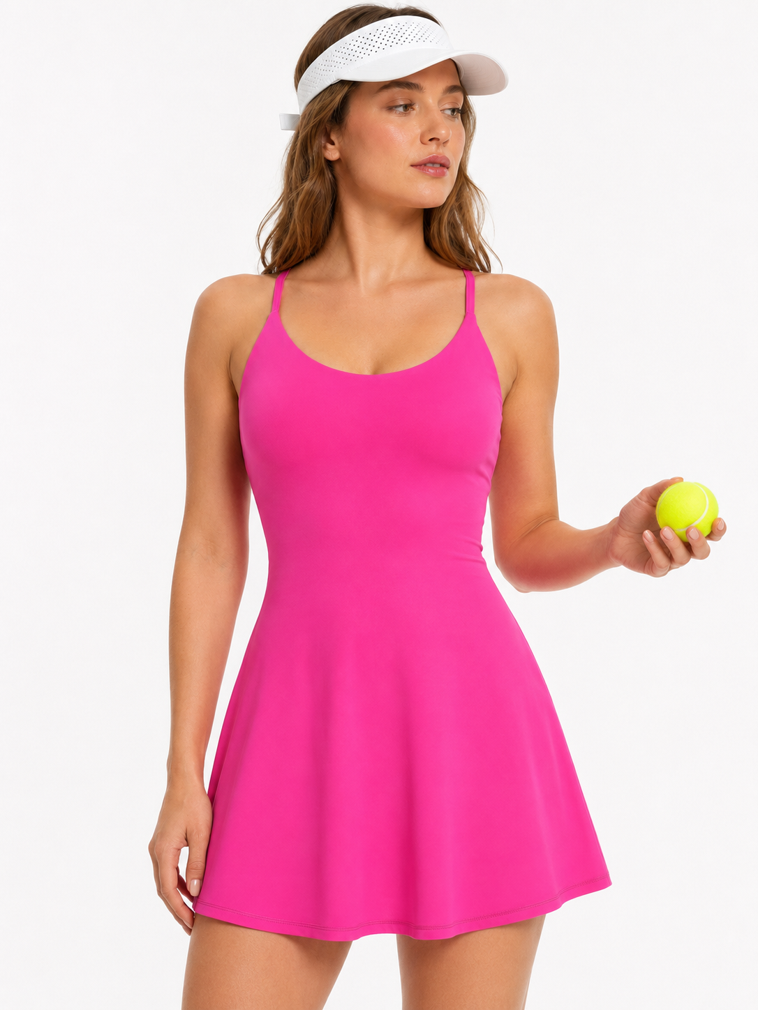 Women’s Strappy Tennis Dress with Built-In Bra and Shorts
