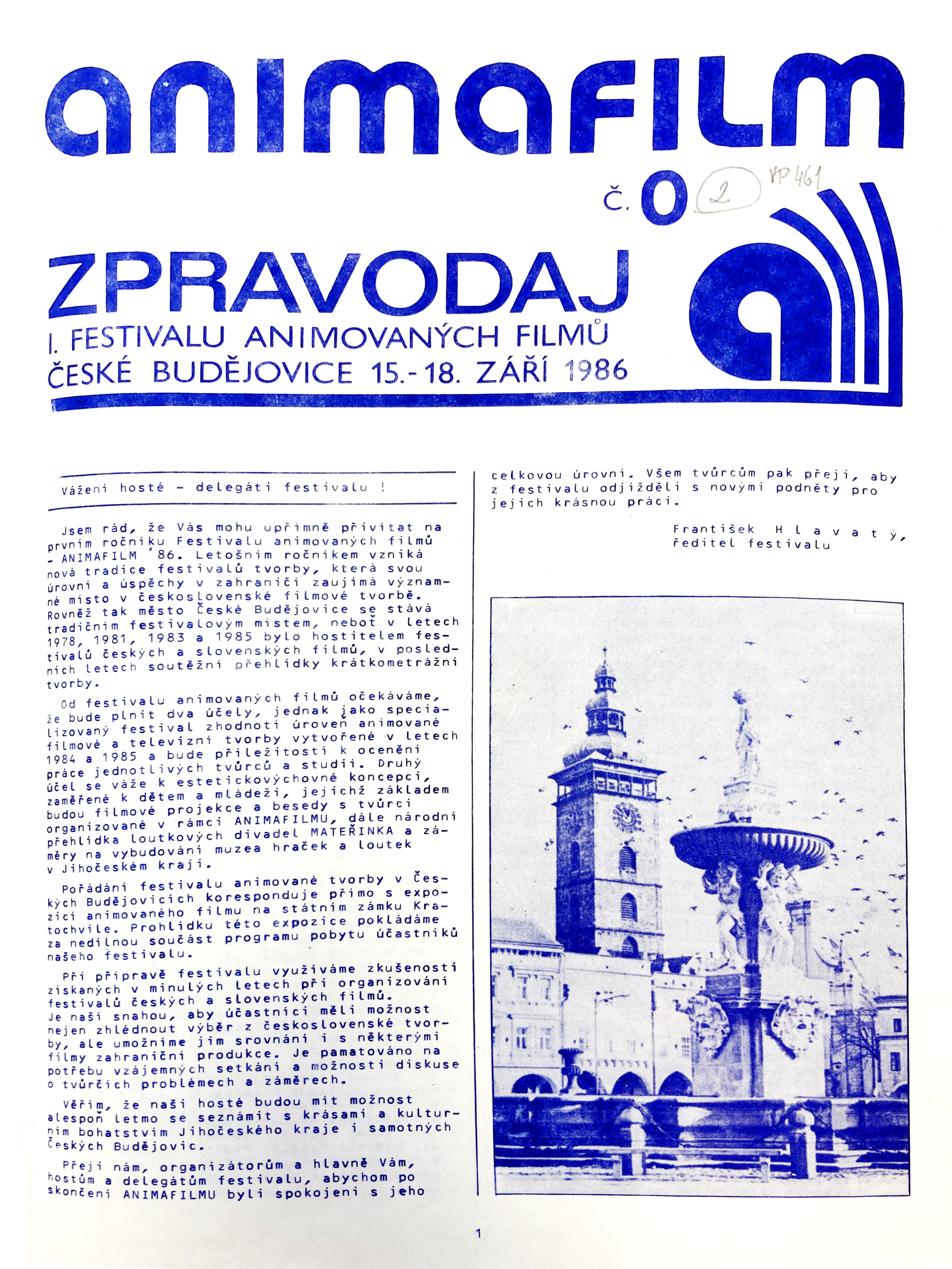ANIMAFILM zpravodaj č. 0 (1986) zdroj: Knihovna Národního filmového archivu.