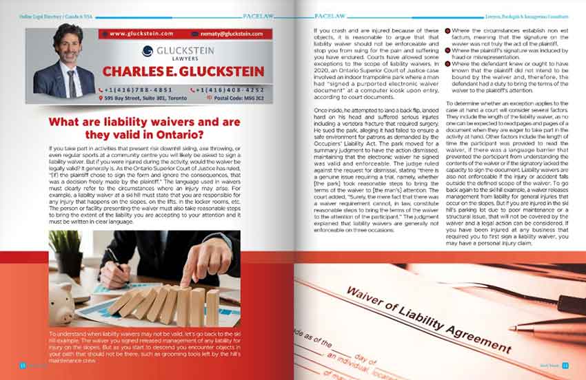 What are liability waivers and are they valid in Ontario?