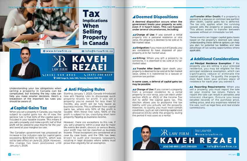 Tax Implications When Selling Property in Canada