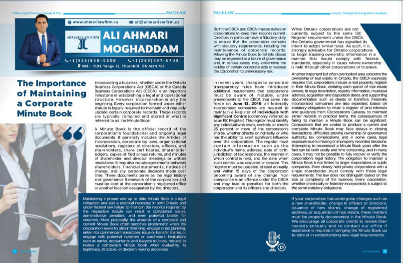 The Importance of Maintaining a Corporate Minute Book Facelaw platform.