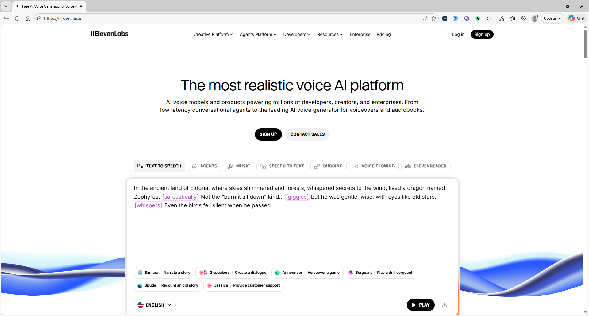 ElevenLabs interface