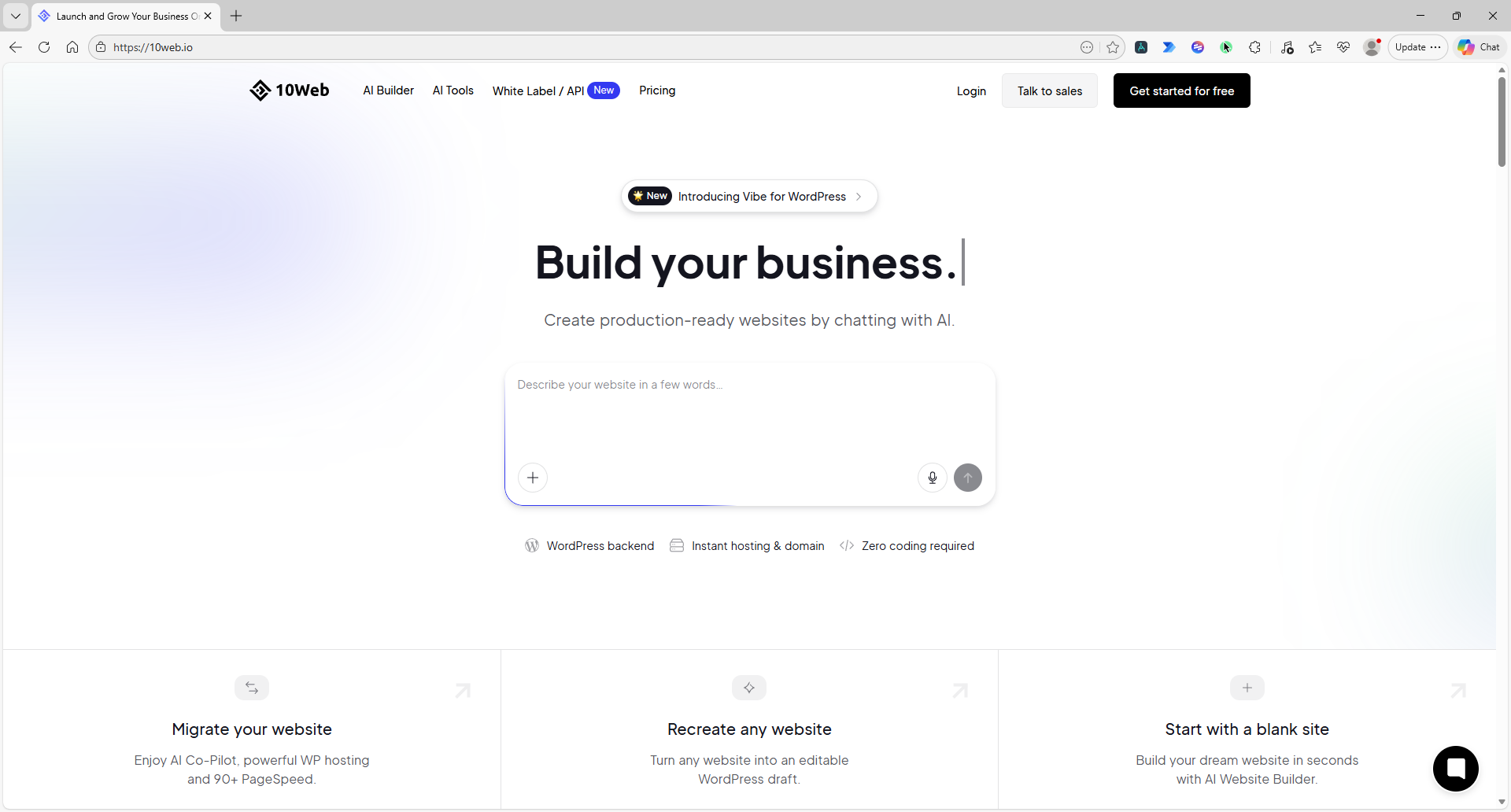 10Web interface