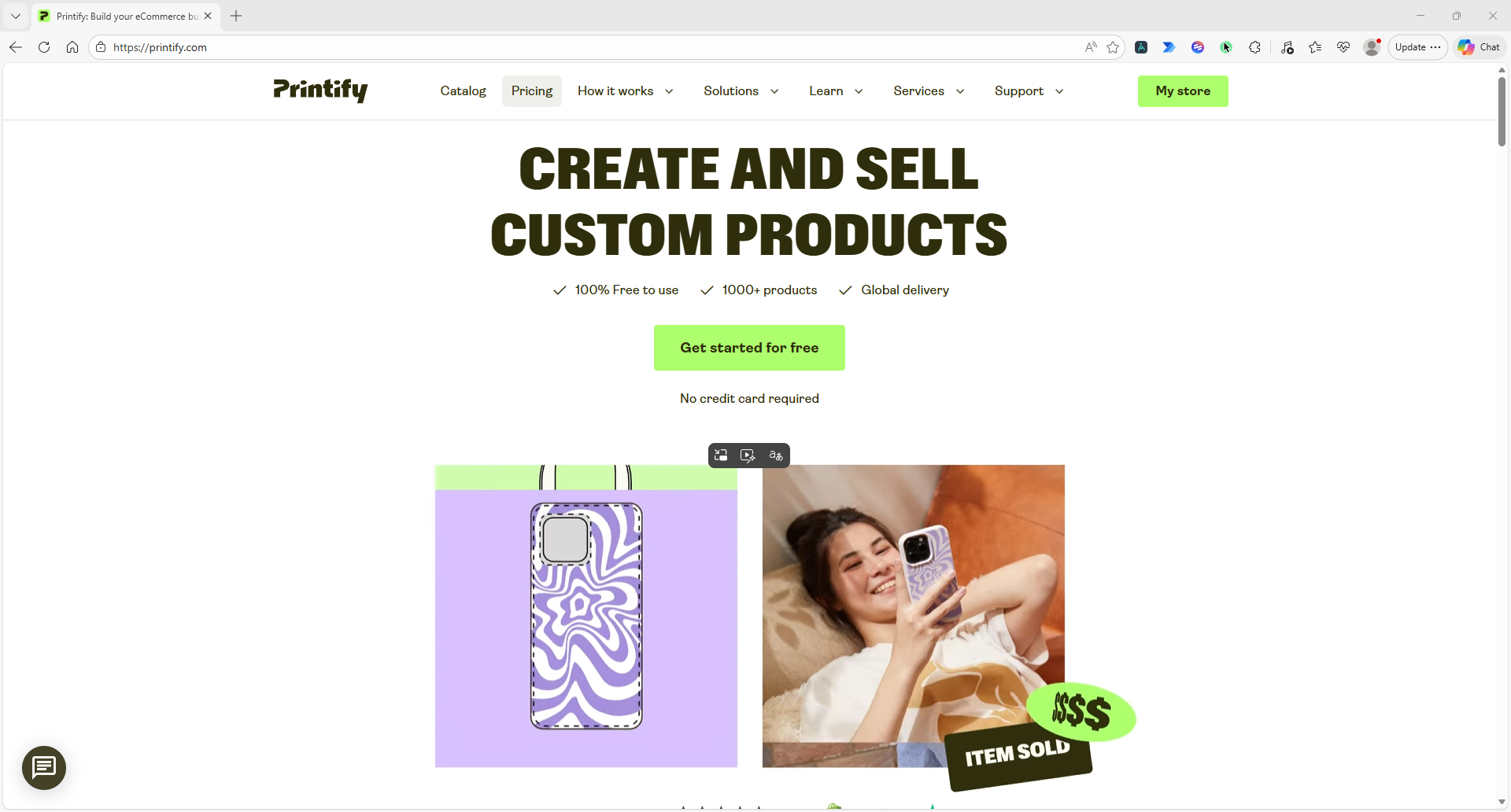 Printify interface