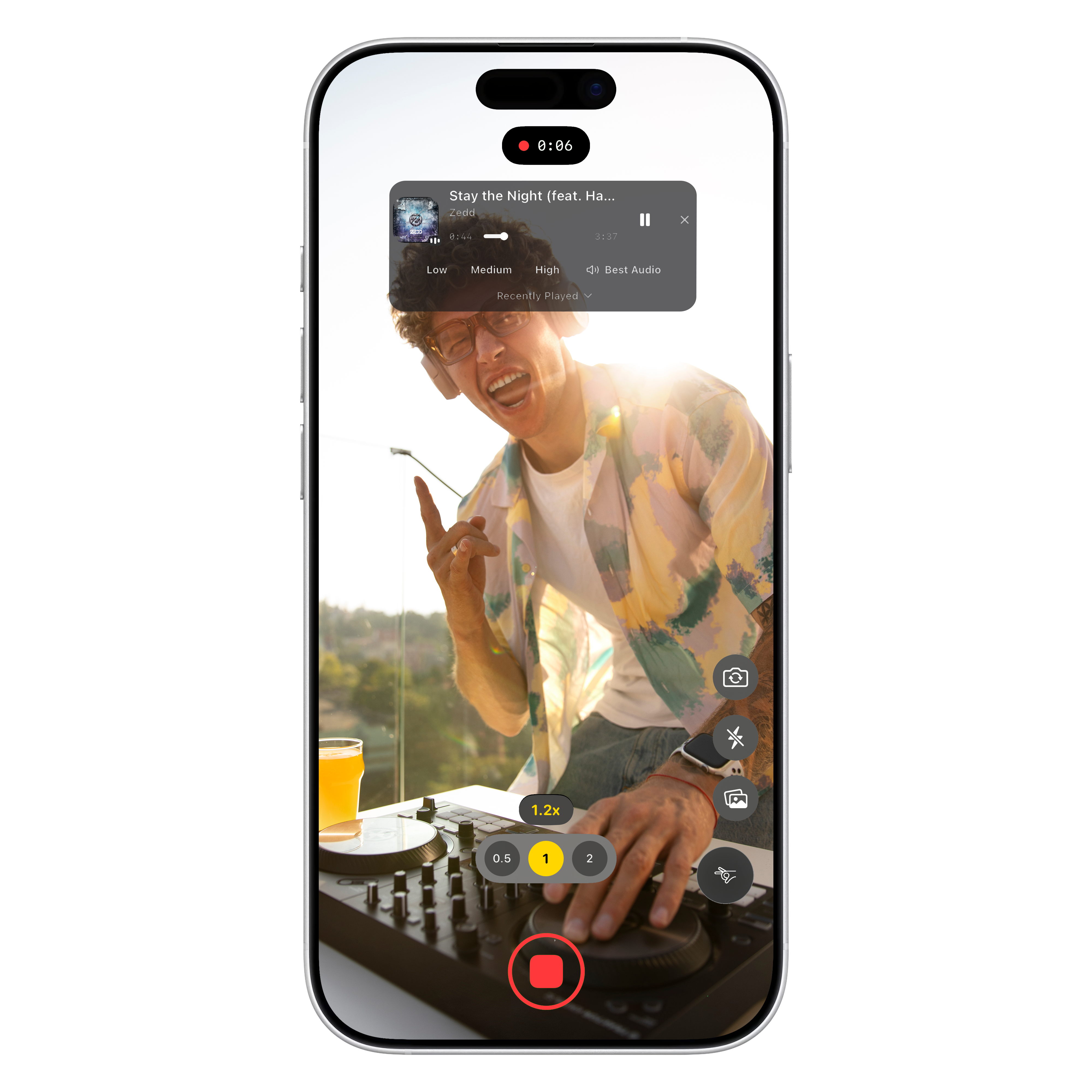 Music playing during recording