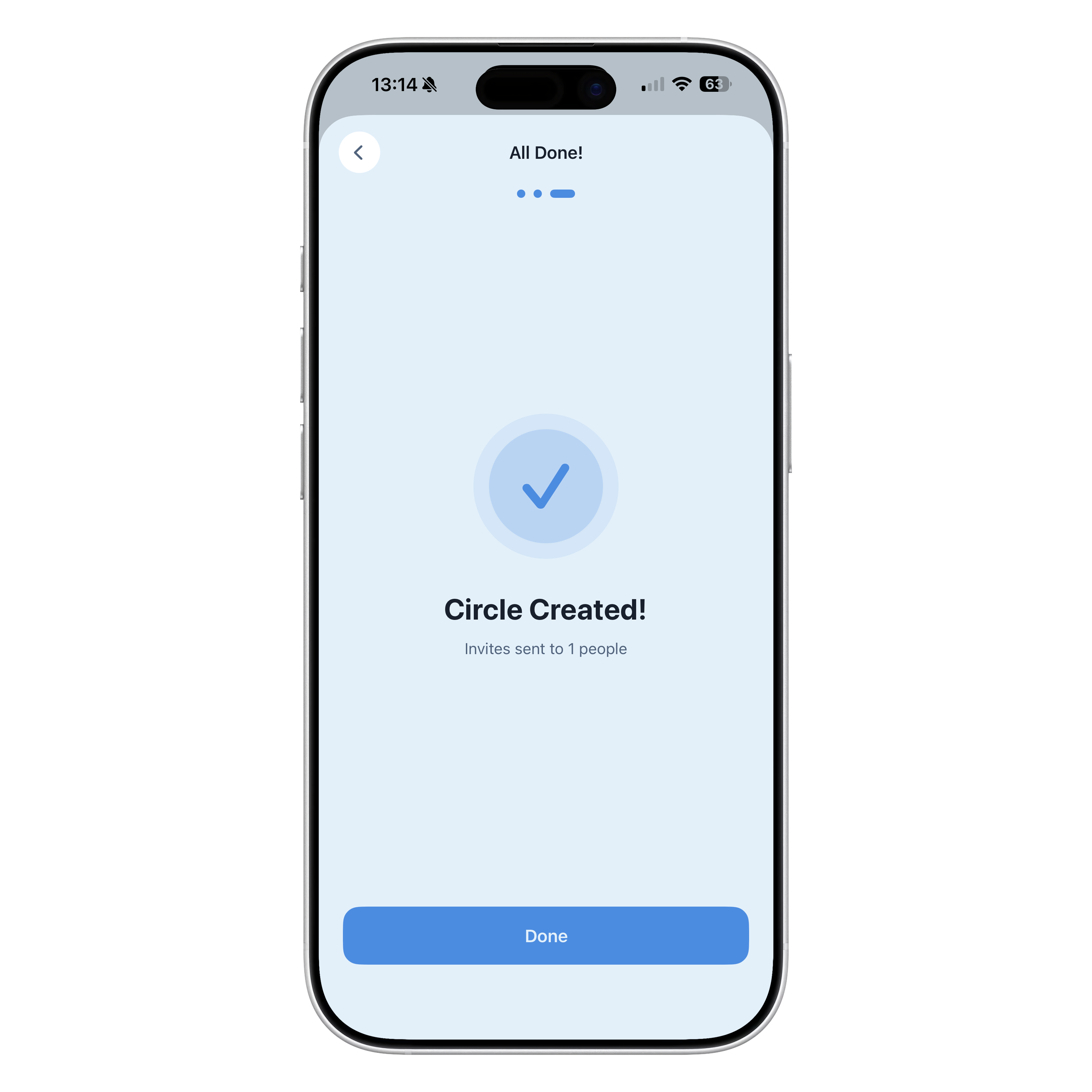 Circle created successfully