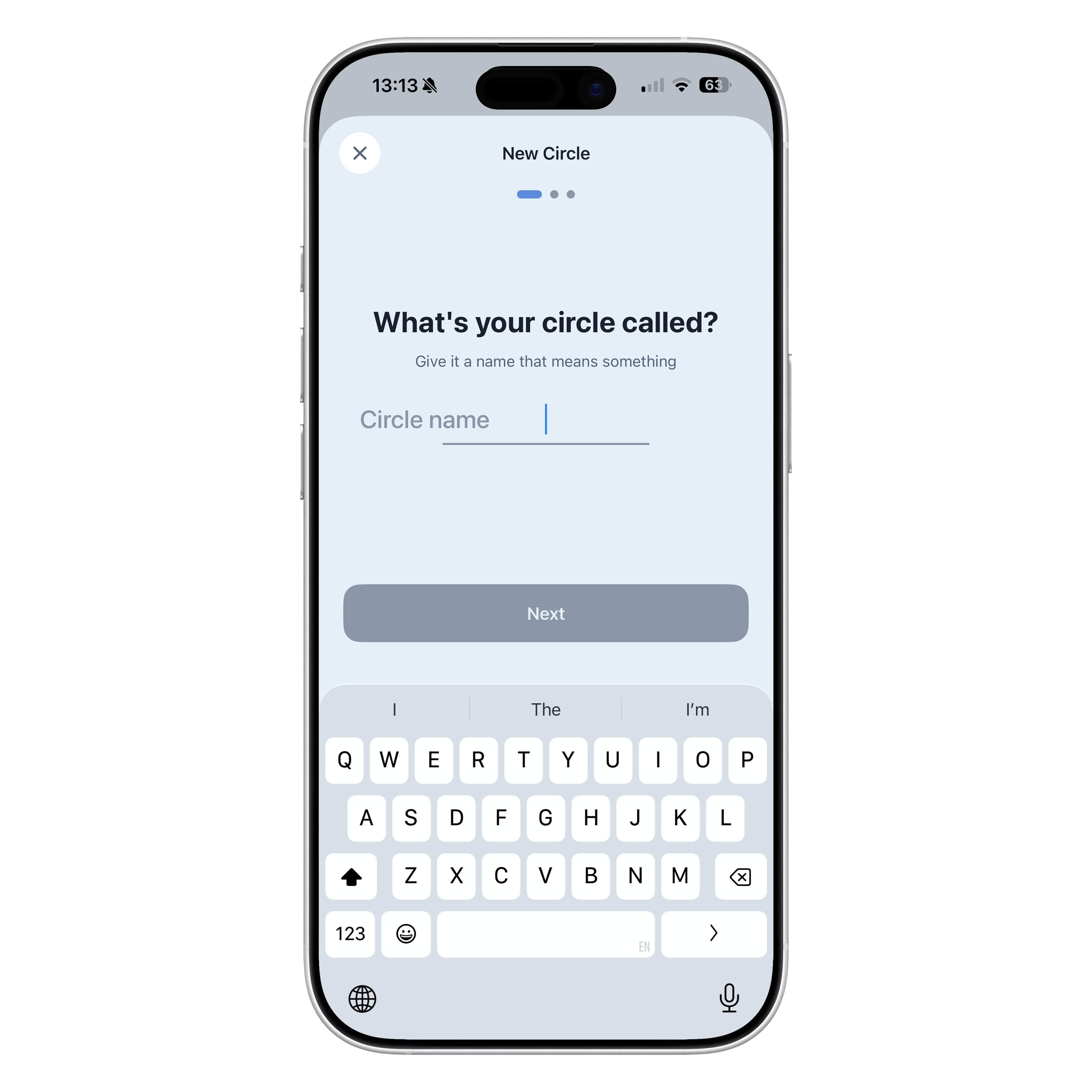 Create a Circle - name and icon selection