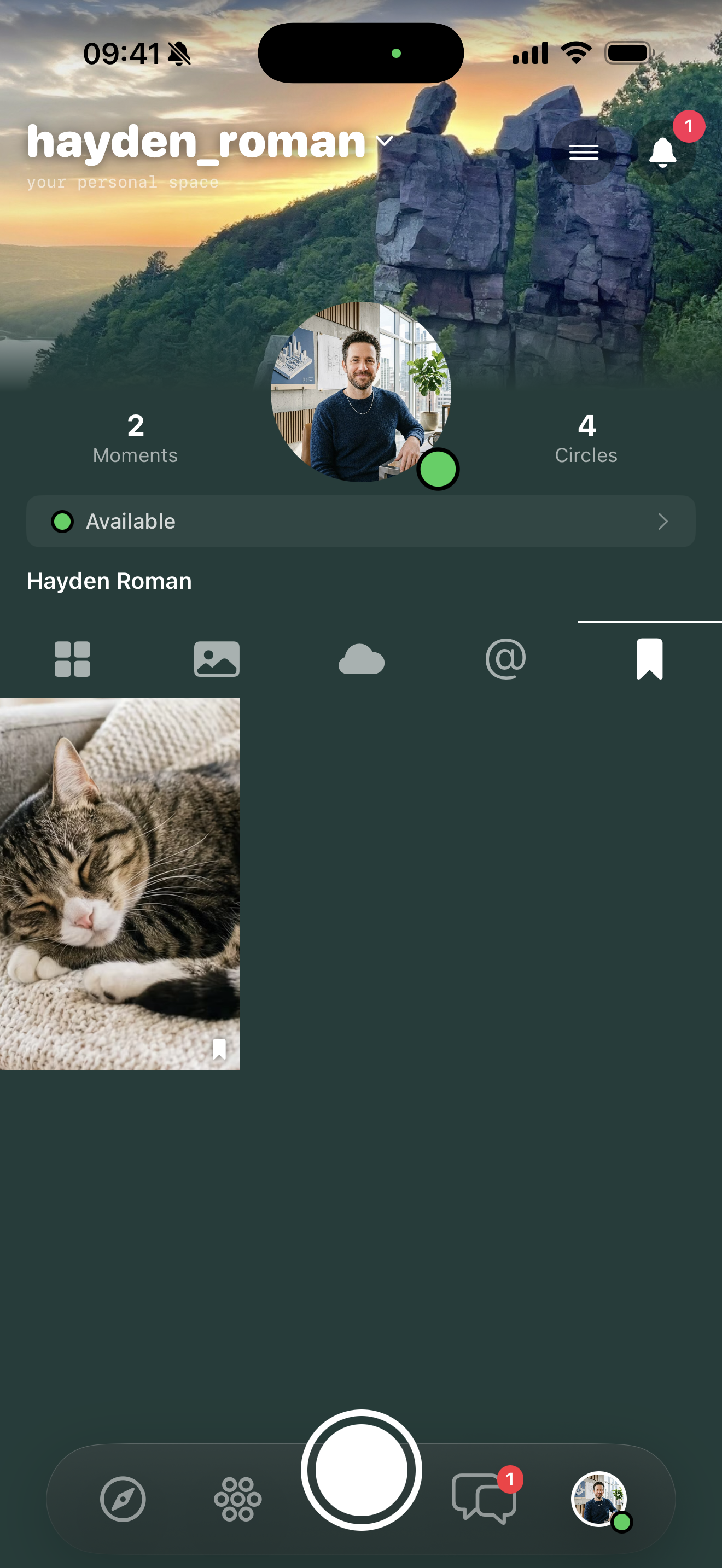 Saved tab — bookmarked posts