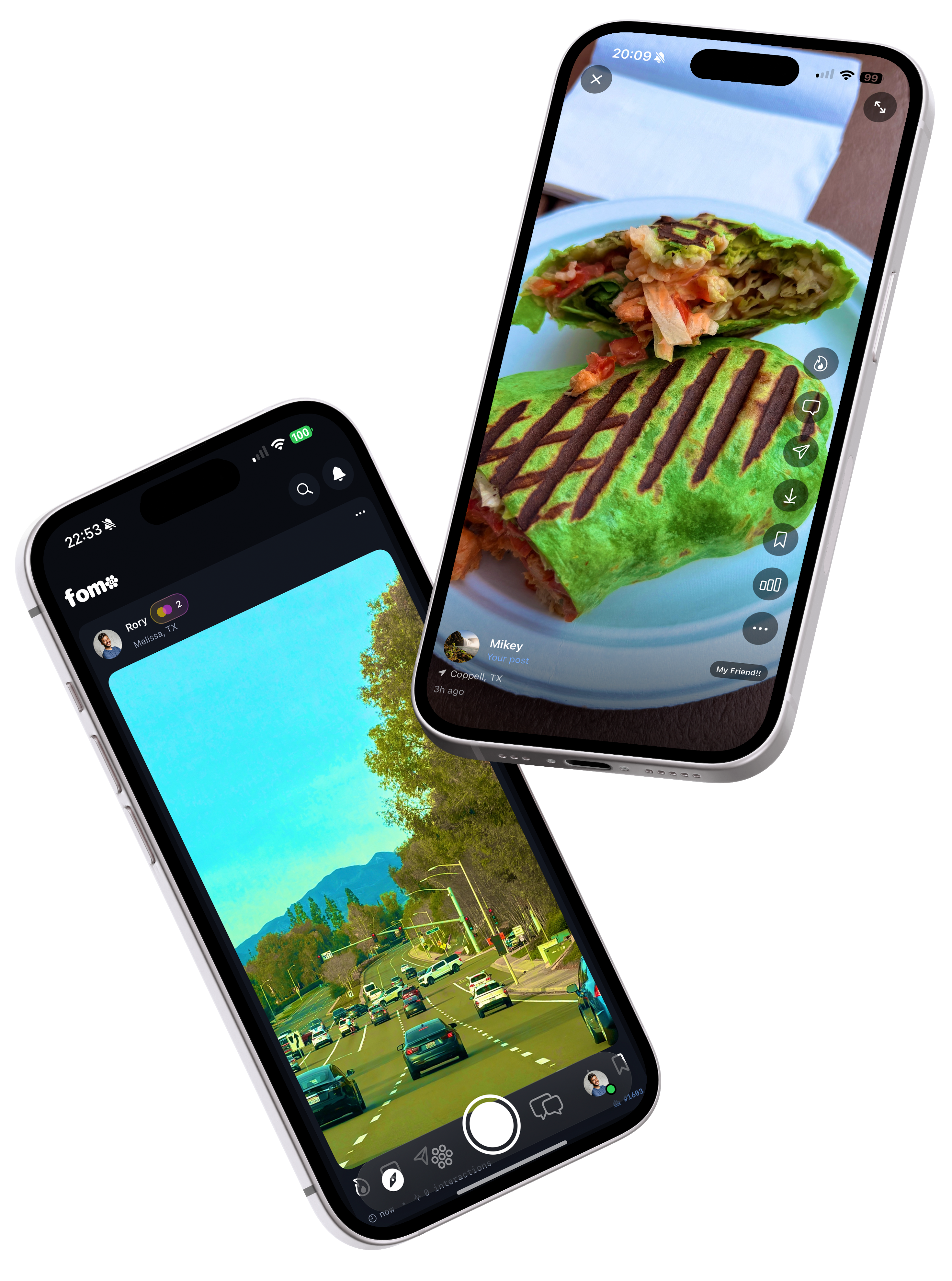 fomo app on two iPhones