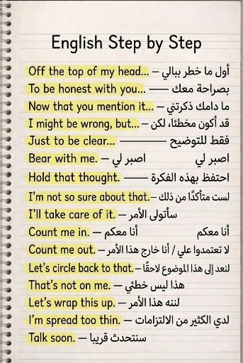 اذا تحاف لما تحكي انجليزي احفظ هذه الجمل